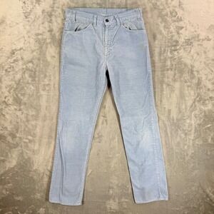 Vintage Levi's 519 1512 Corduroy Pants Mens 32x32 Light Blue Slim Straight 70s